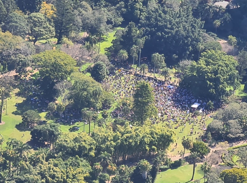 Aerial Photo of Crowds Protesting Lock Downs in Brisbane