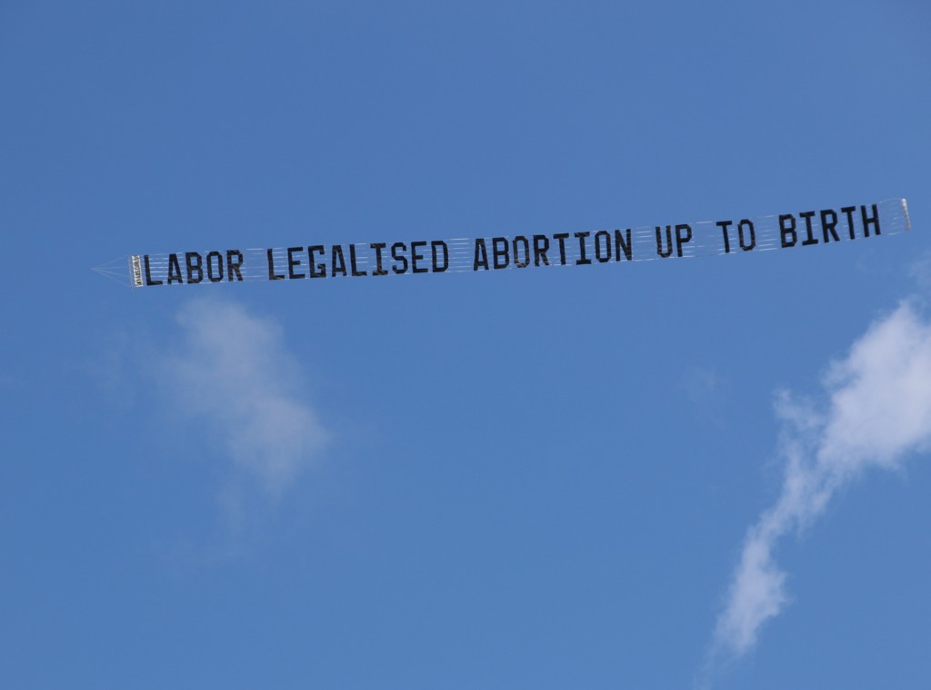 Cherish Life Protest Aircraft Banner flying in the air