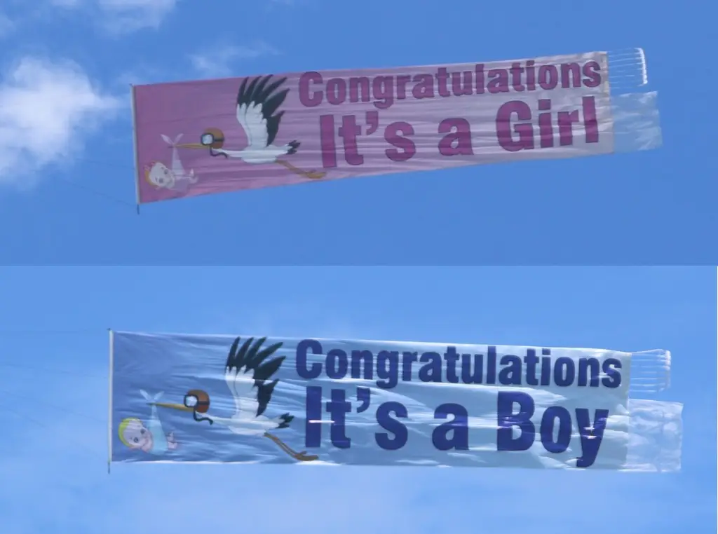 Pink or Blue Gender Billboards flying in the sky